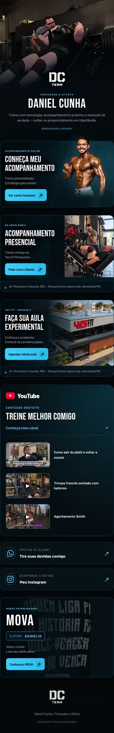 Prévia completa da página de links de Daniel Cunha