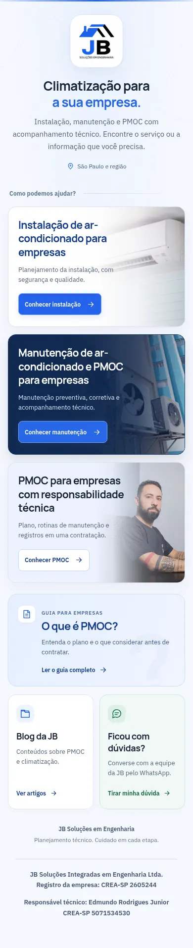 Prévia completa da página de links de JB Soluções