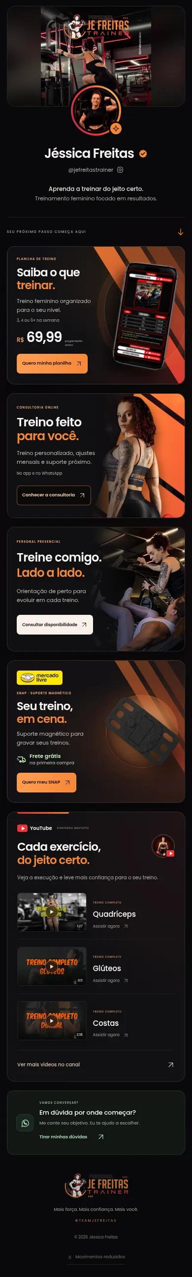 Prévia completa da página de links de Jéssica Freitas